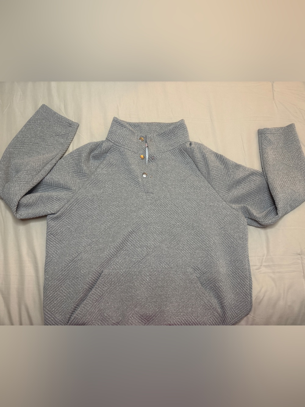 Light Gray Women's Textured Quarter-Zip Pullover Sweatshirt